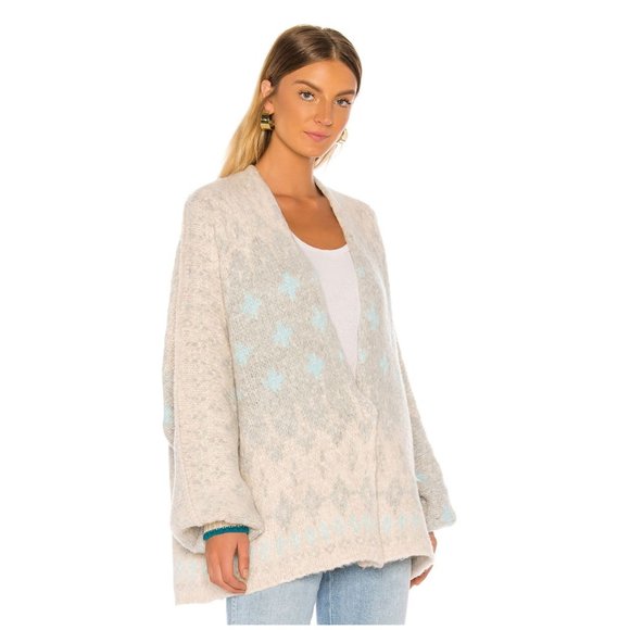 NWT FREE PEOPLE Winter Wonderland Cardi in Blue - Picture 4 of 6